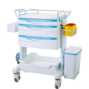 Medical hospital furniture abs emergency medical trolley for hospital usage medicine trolley cart